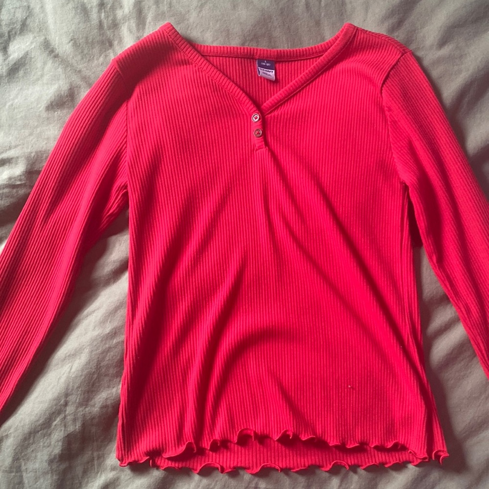 Red, girls long sleeve shirt- Single time worn